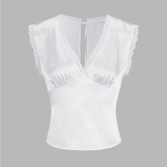 Commense Lace Trim Satin Skirt Set - Picture 3 of 9